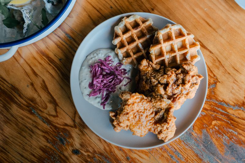 Seasoned Waffle Fries golden and crispy
